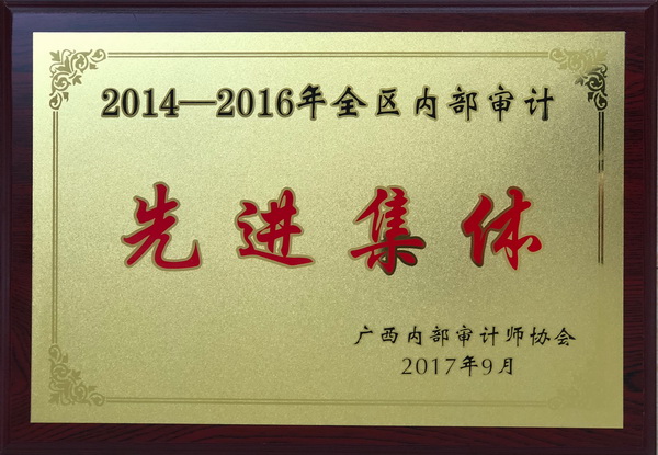 审计处喜获广西区2014-2016年内部审计“双先”荣誉